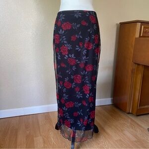 90s maxi rose sheer skirt size S